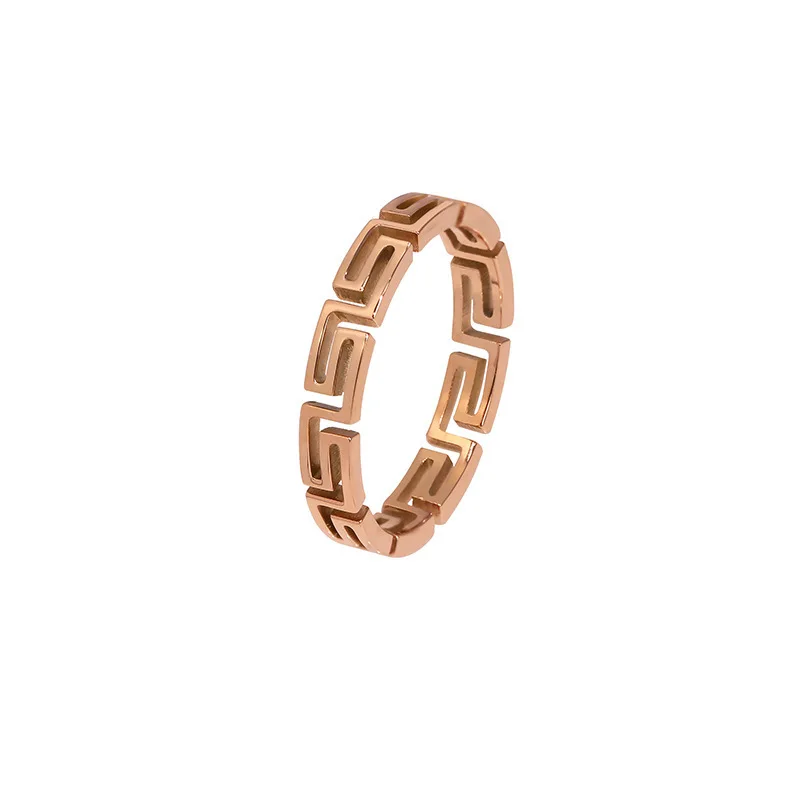 

Classic Maze Design Rose Gold Ring Ladies Fashion Jewelry Wedding Birthday Party Girls Unusual Ring Accessories Wholesale