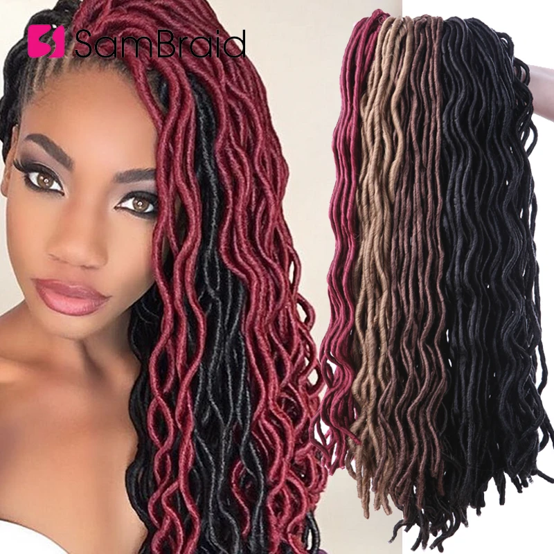 

Самбрэд 18 дюймов искусственный кудрявый Locs Мягкая натуральная коса синтетические косички для наращивания волос Омбре крючком косички для ...