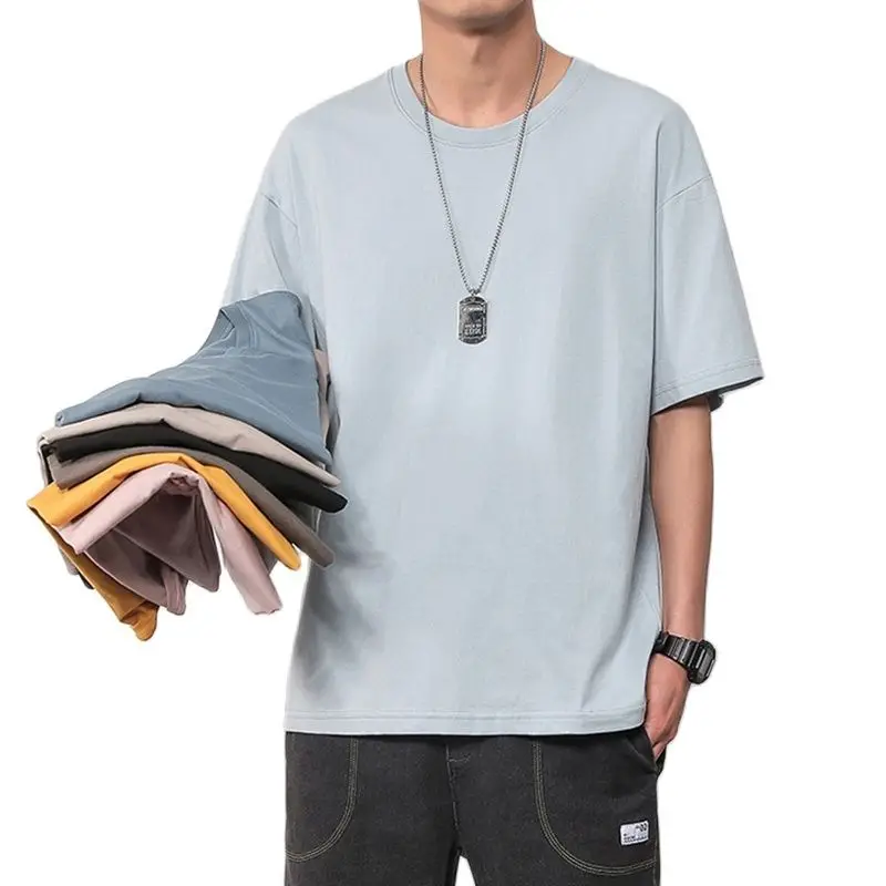

M-4XL Summer Short Sleeve Mens T Shirt New Fashion Basic Solid O-Neck T Shirt Men Casual Cotton Soft Touch Top Tee Shirt Homme