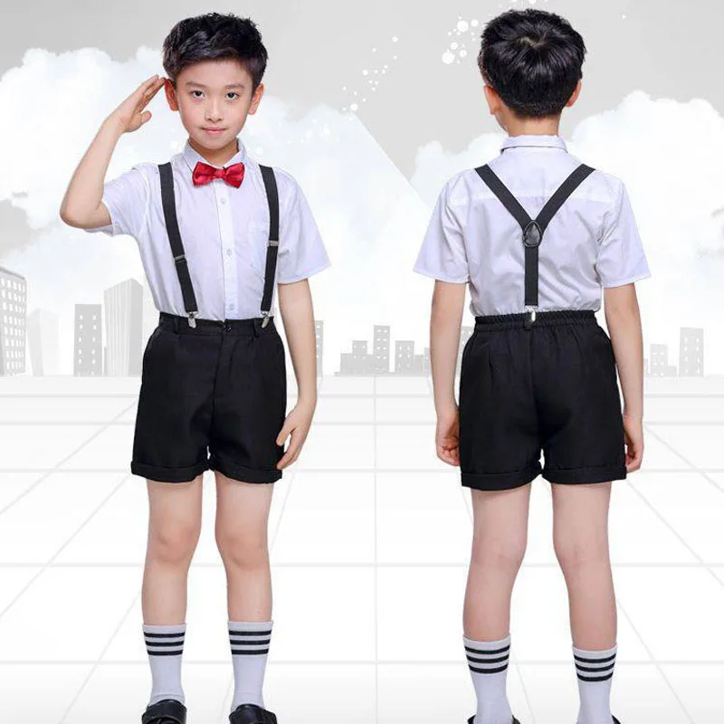Boys set Комплект одежды для детей ростом от 100 до 170 см, Топы+ юбка+ ремень, школьная форма в клетку для девочек-подростков, костюмы для хора - Цвет: Boys set