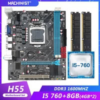 h55 motherboard lga 1156 set kit with intel core i5 760 processor cpu and 8gb24gb ddr3 memory ram 1600mhz h55 motherboard
