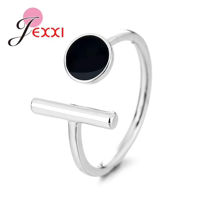 

Fashion Simple 925 Sterling Silver Rings for Women Bar Round Adjustable Opening Party Rings Jewelry Birthday Gift Wholesale
