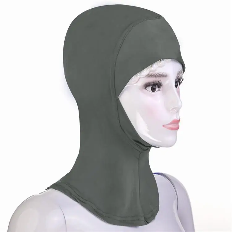 Gray Новинка, Арабская мусульманская мягкая шапка под хиджаб, внутренняя шапка под шарф, головной убор ниндзя, Одноцветный головной платок, головной убор, исламский молитвенный головной убор - Цвет: Gray