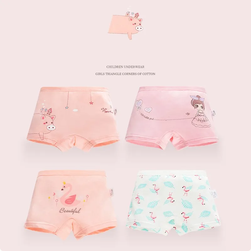 4 шт. трусы боксеры с рисунком для девочек нижнее белье из хлопка и спандекса
