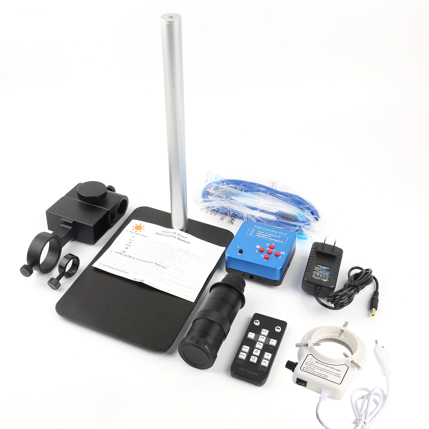 

21MP 2K USB HDMI-Compatible Microscope 130X Lens For Electronics Soldering Phone Repair LED Light Digital Microscope Camera