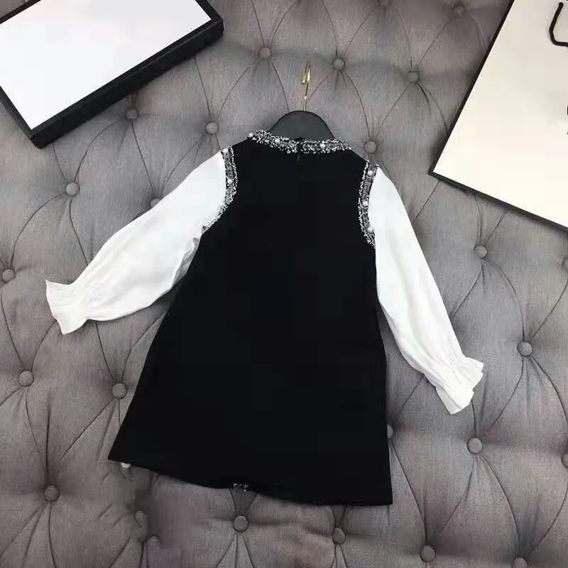 Весенне-осеннее платье для девочек vestidos детское детская брендовая одежда Модная