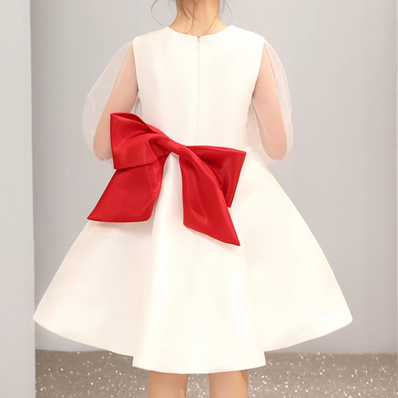 

Parent Child Bow Prom Dress CB167 O-Neck Long Sleeve Formal Party Gowns Patchwork Vestido De Fiesta For Mother And Daughter 2020