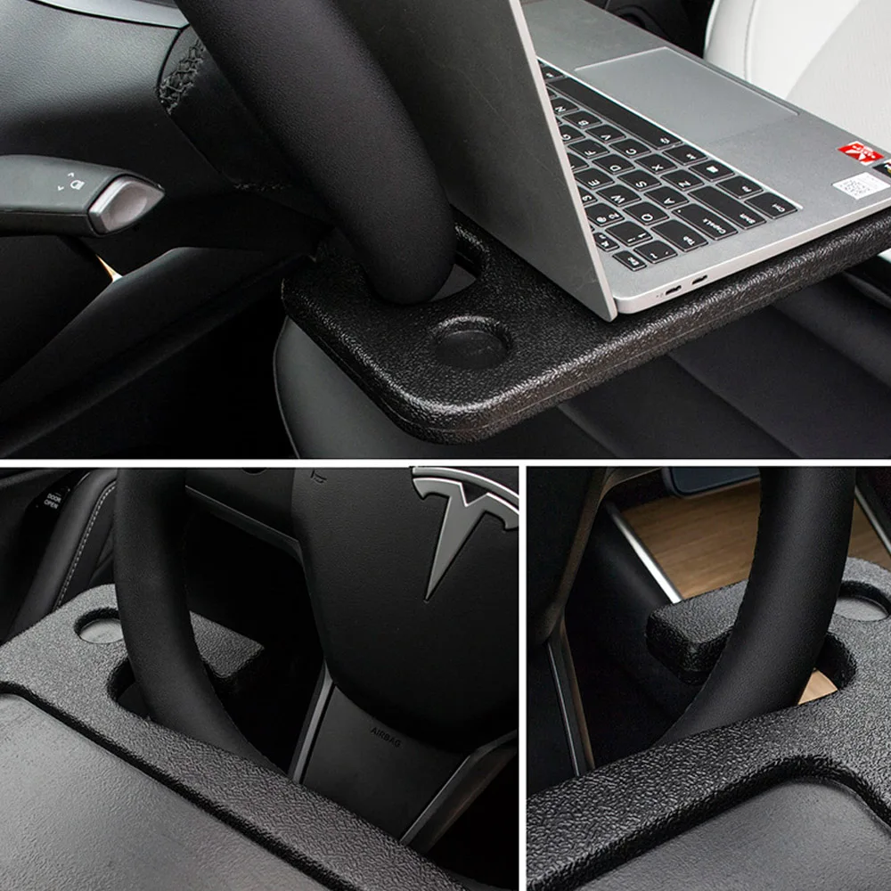

Car Desk Tray For Tesla Model 3 Portable Car Table Steering Wheel Eat Work Drink Food Coffee Laptop Holders Auto Accessories