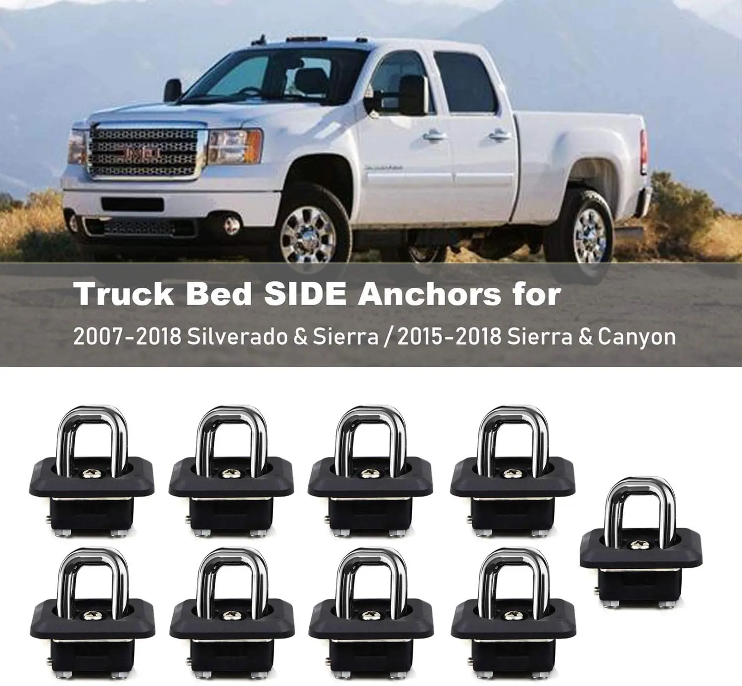 

9PCS Tie Down Anchors Retractable Truck Bed Side Wall Anchors for 2007-2019 Silverado & Sierra, 2015-2019 Colorado & Canyon