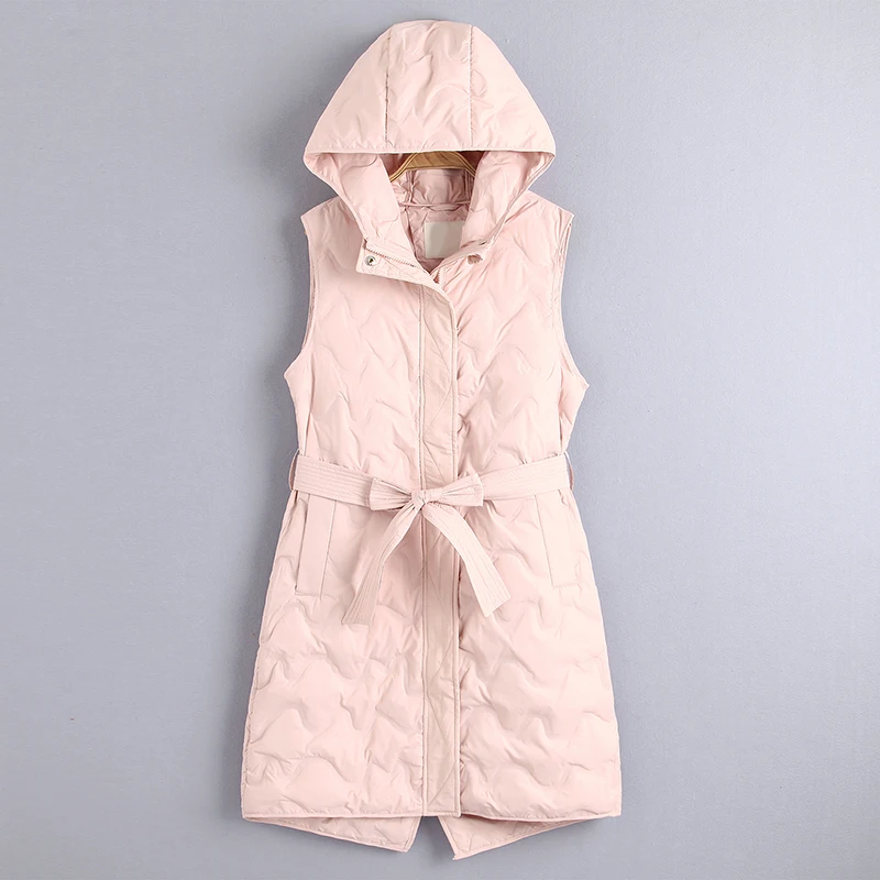 

versatile in autumn and winter, lightweight waistband hood, medium length waistcoat, fashionable down jacket for women