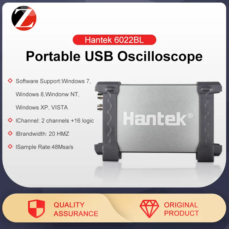 Hantek USB осциллограф 6022BL 2 канала 20 МГц 48 Мвыб/с портативный цифровой автомобильный