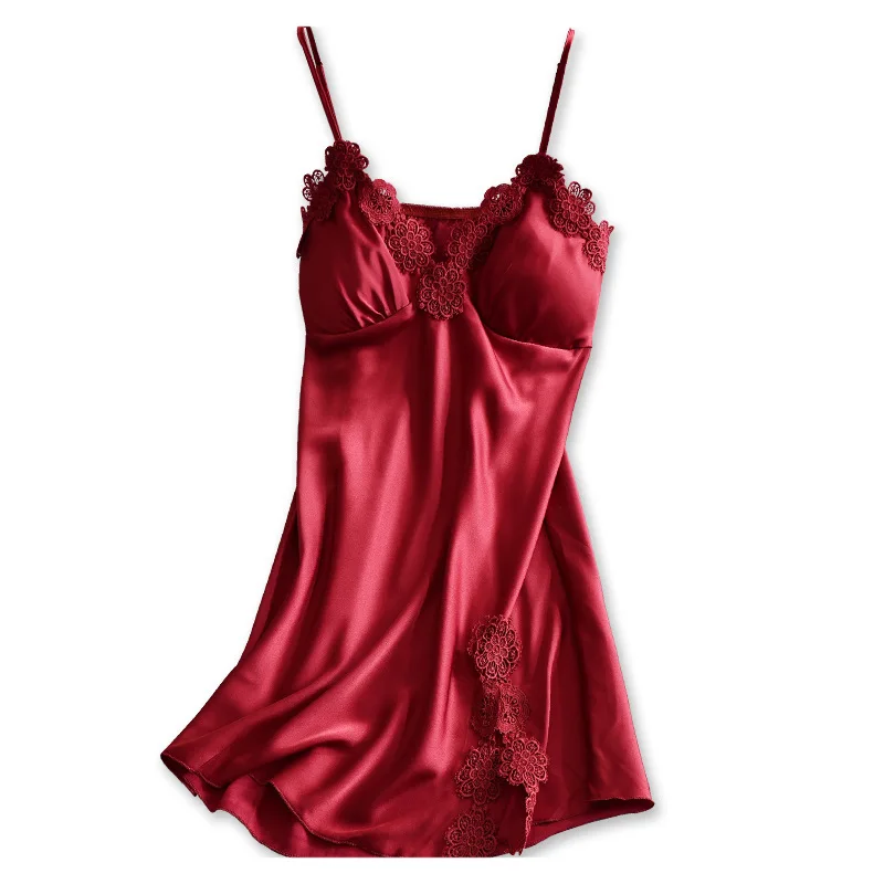 

2021 New Fashion Sleeping Skirt with Breast Pad Female Summer Sexy Sling Home Summer Pajamas Lady