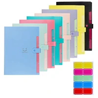 a4 letter size plastic expanding files box accordion folder 5 pockets accordian file organizer snap closure bag with lables