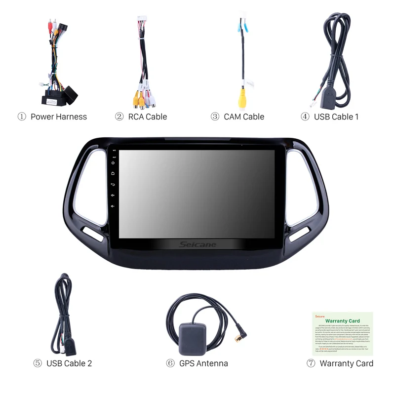 Seicane Car Radio 10.1&quot HD Android 9.0 GPS For Jeep Compass 2017 Touchscreen Multimedia Player Head Unit Support DVR RDS OBD2 |