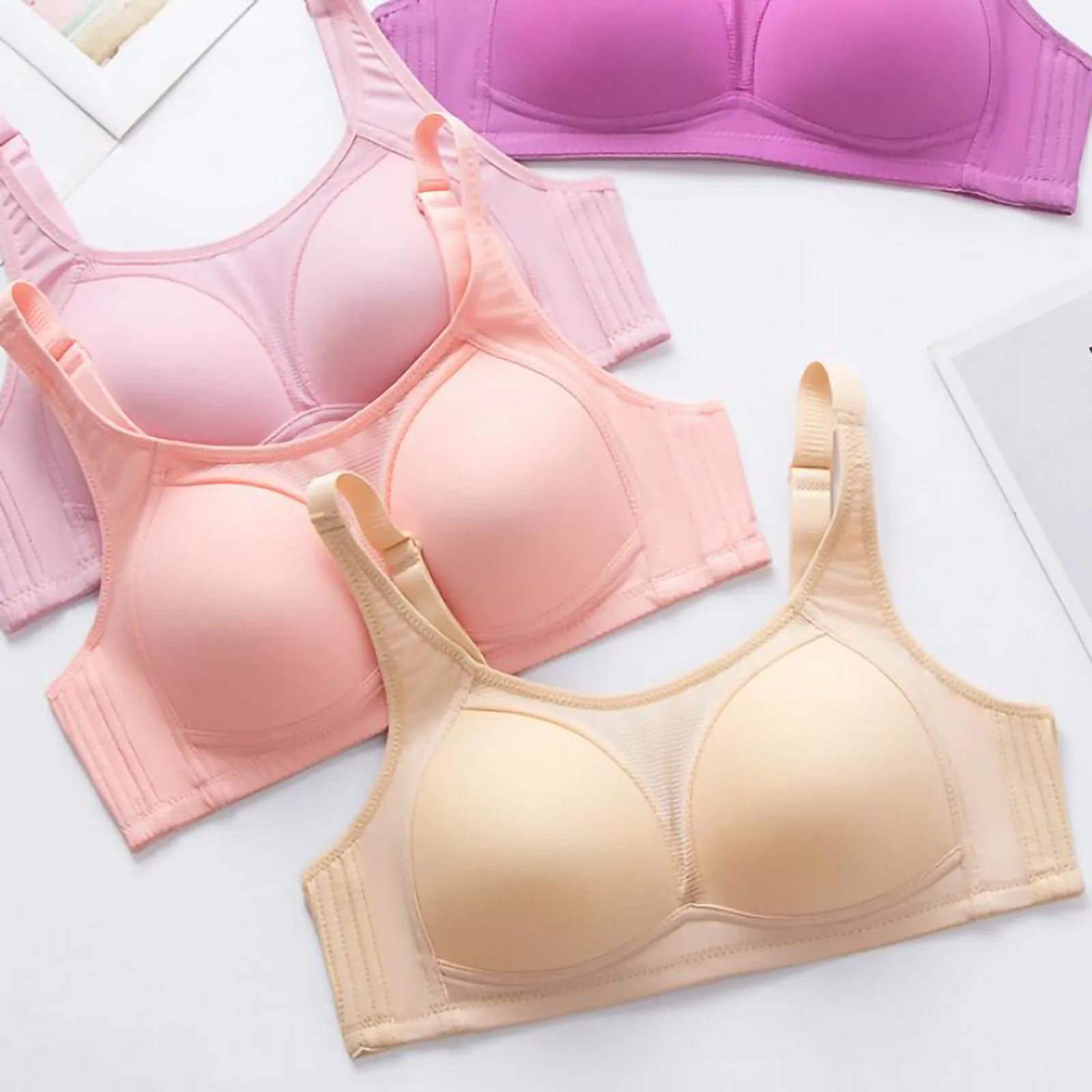 

M-2XL Plus Size Bralette Top Solid Women's Underwear Wire Free Bra Push Up Bras Comfortable Erotic Lingerie Fashion Brassiere