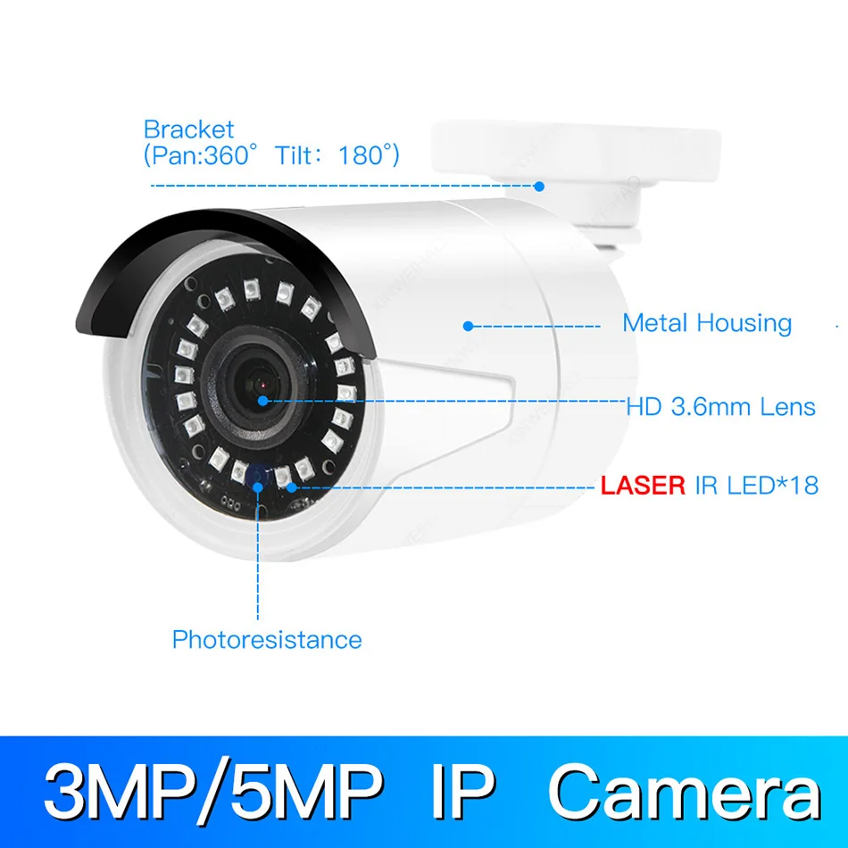 3MP/5MP IP камера H.265/H.264 наблюдения инфракрасная камера CCTV металлическая камера AHD wifi CAMEA bullet-камера для наружного наблюдения