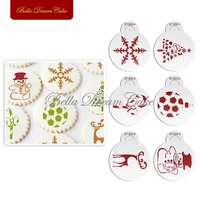6pcsset christmas series design coffee stencils cookies stencil template biscuits cake mold cake decorating tools bakeware