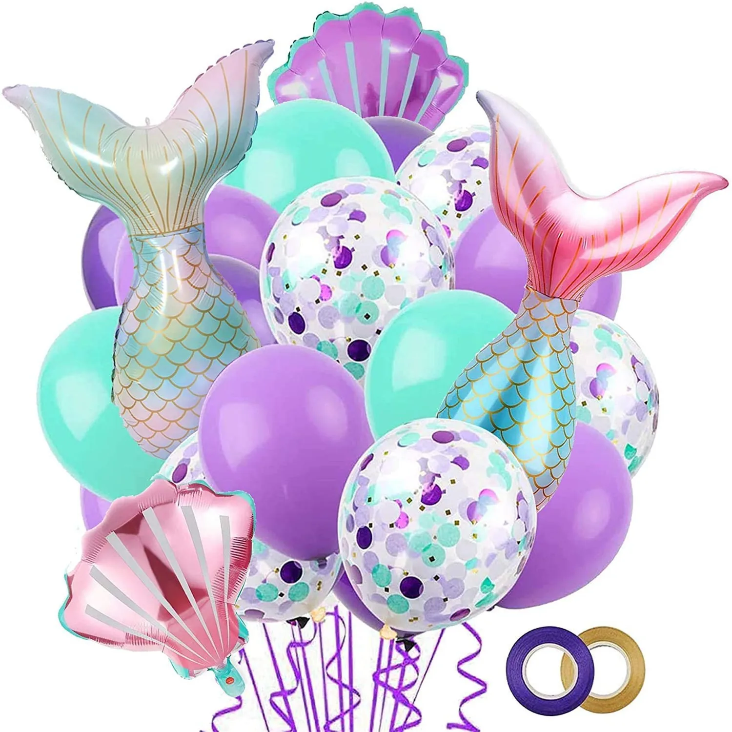 

22pcs Mermaid Tail Balloons Mermaid Theme Foil Balloon for Wedding Birthday Party Decorations Baby Shower Mylar Helium Ballon
