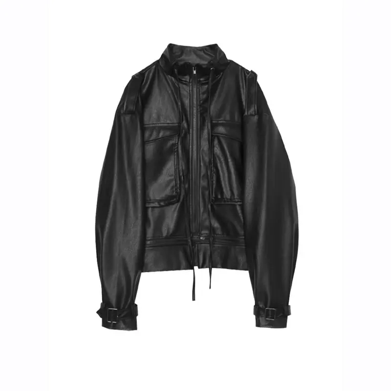 

XITAO Punk Loose Pu Coat Women Autumn and Winter The New Black Stand Collar Street Fashion Trendy Short Coat 2020 ZY1911