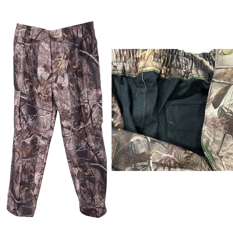 Профессиональный натуральный хлопок Realtree Камуфляж Охота Брюки для охоты - Цвет: fleece fabric