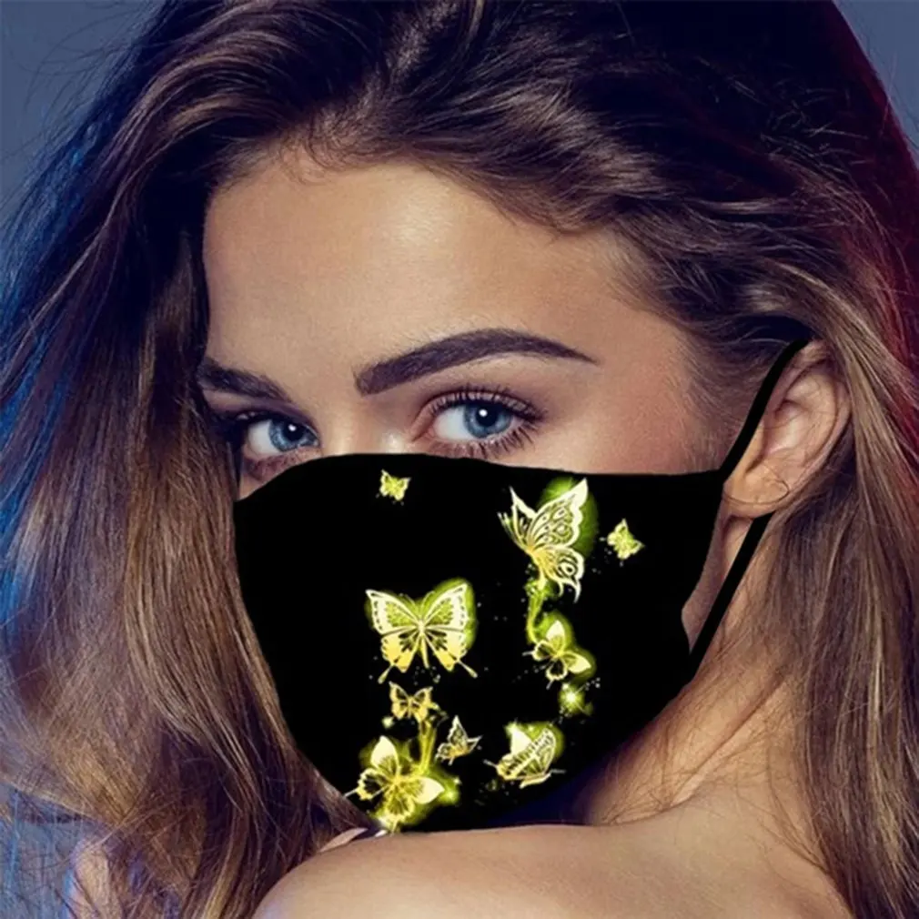 

Unisex Fashion Butterfly Printed Mask Dustproof Windproof Face Mask Half Face Mouth Mask Washable Reusable Mask
