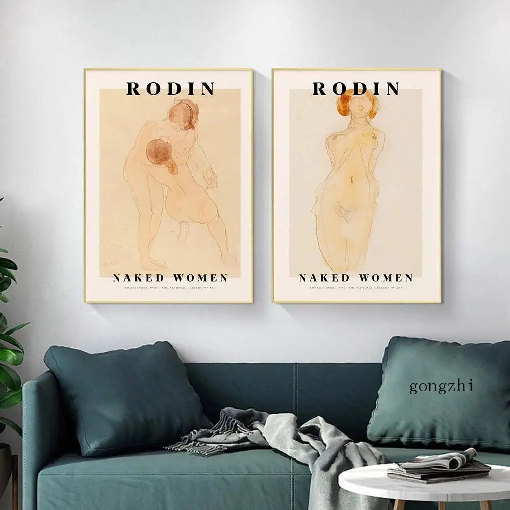 

Auguste Rodin Naked Woman Nordic Poster Abstract Line Canvas Painting and Prints Modern Wall Art Pictures Living Room Home Decor