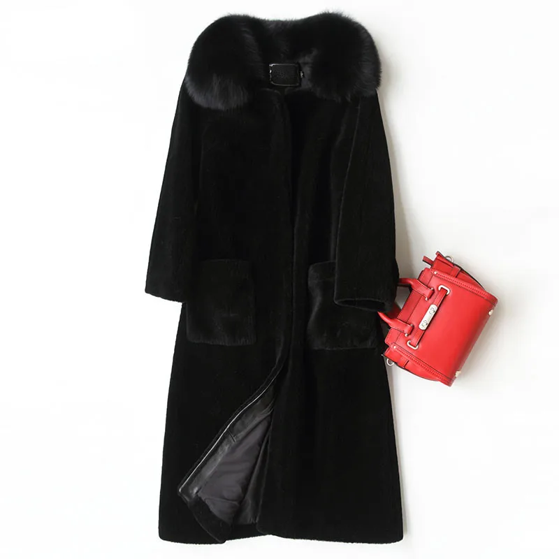 Женские толстые теплые черные пальто из искусственной шерсти высокого качества