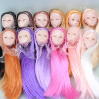 30cm no makeup dolls head diy make up dress up toy 16 bjd doll accessories without eyes white muscle long hair for girl
