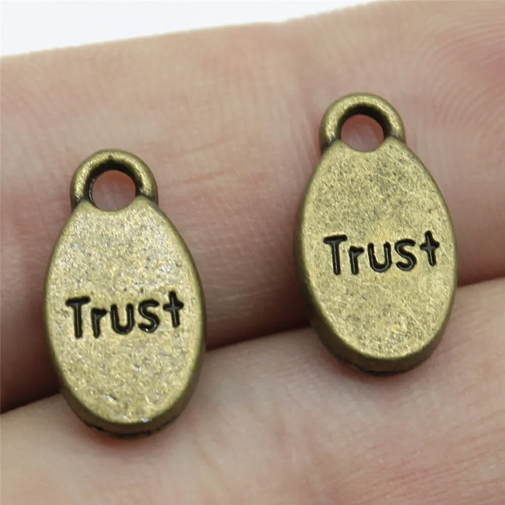 

20pcs 15x8mm Pendant Trust Trust Charm Pendants For Jewelry Making Antique Silver Color Trust Pendants