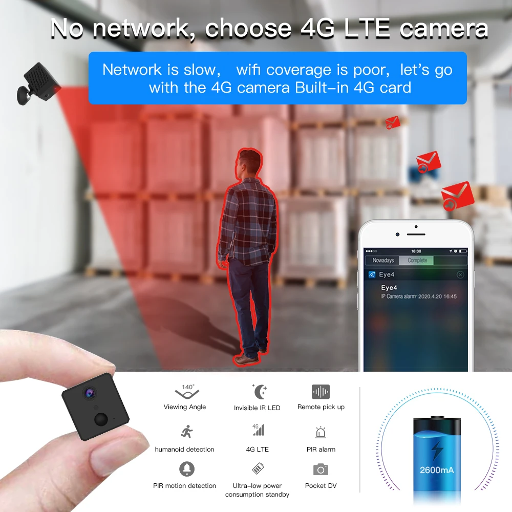 Беспроводная сетевая мини-камера Vstarcam 4G Sim-карта 2 Мп HD Wi-Fi LTE | Безопасность и