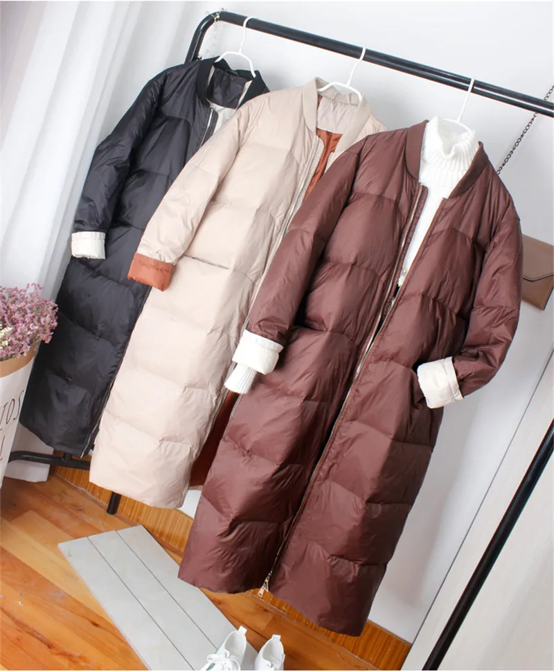 Пуховик женский белый тонкий длинный теплая парка черный коричневый светлый