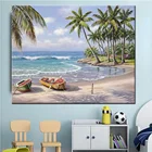Картина летняя с морской лодкой, квадратная круглая Алмазная вышивка, мозаика для вышивки крестиком, новый домашний продукт