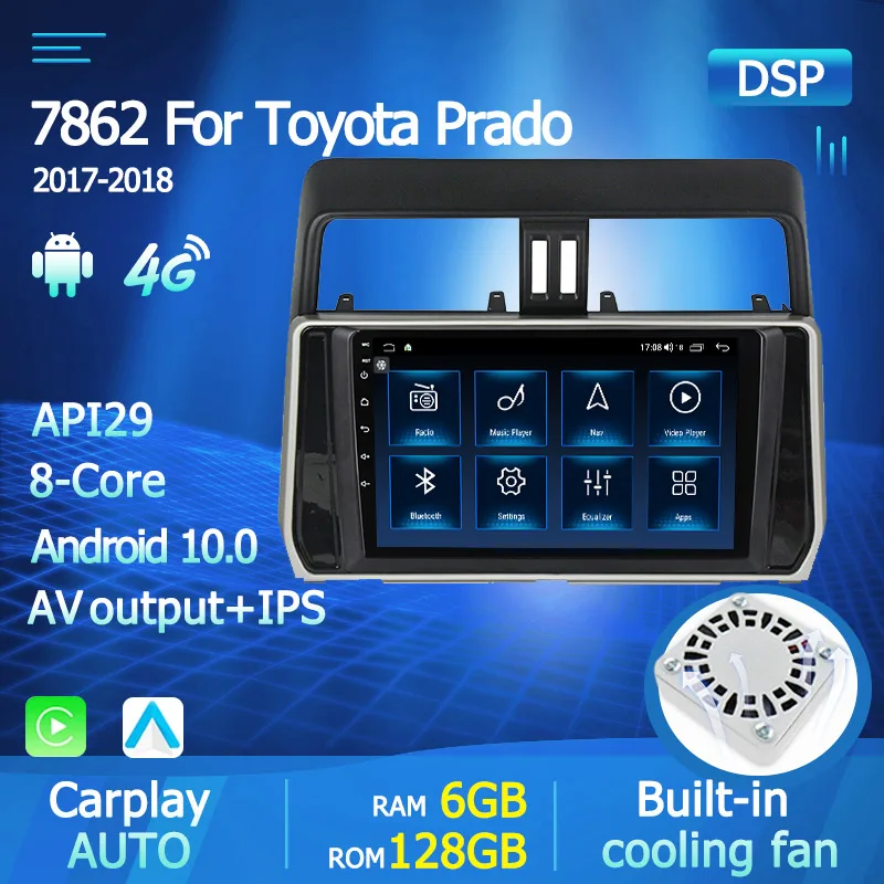 IPS 4G Android10 DSP 8 ядерный стерео для Toyota Land Cruiser Prado 150 2017 2018 авто радио мультимедиа