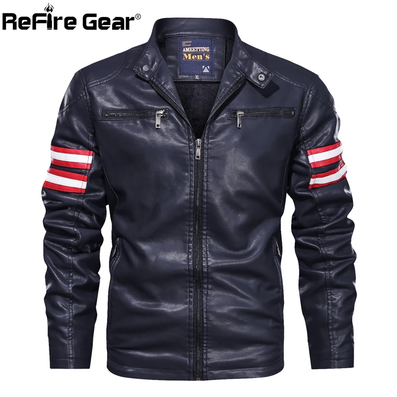 Куртка бомбер ReFire Gear мужская из искусственной кожи модная теплая тактическая