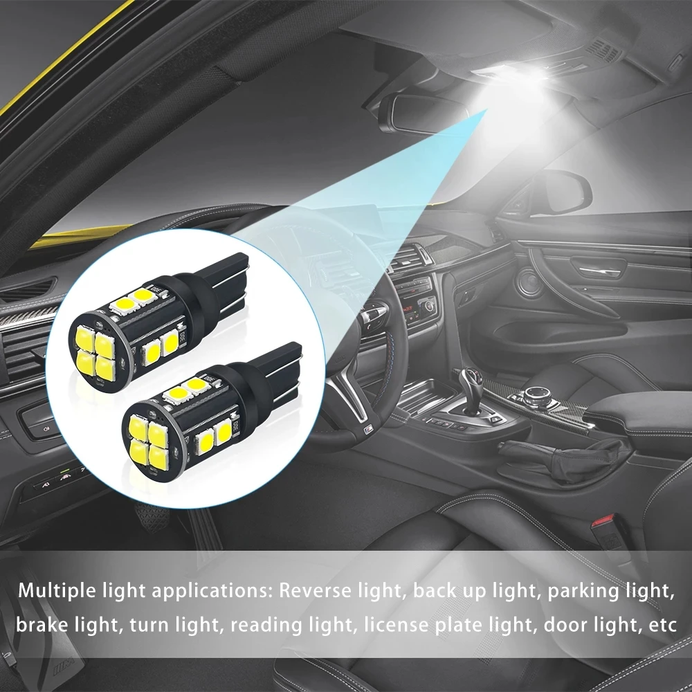 OKEEN 1/2/10 Pcs Car LED Bulbs T10 W5W 12SMD 3030 Canbus Auto Error Free Turn Signal Light License Plate Lights Interior Reading - купить по