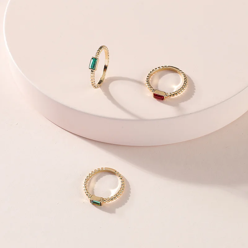 

3 шт./компл. модные закрученное кольцо для женщин простой Цвет камень кольцо набор вечерние аксессуары оптовая продажа ювелирных изделий