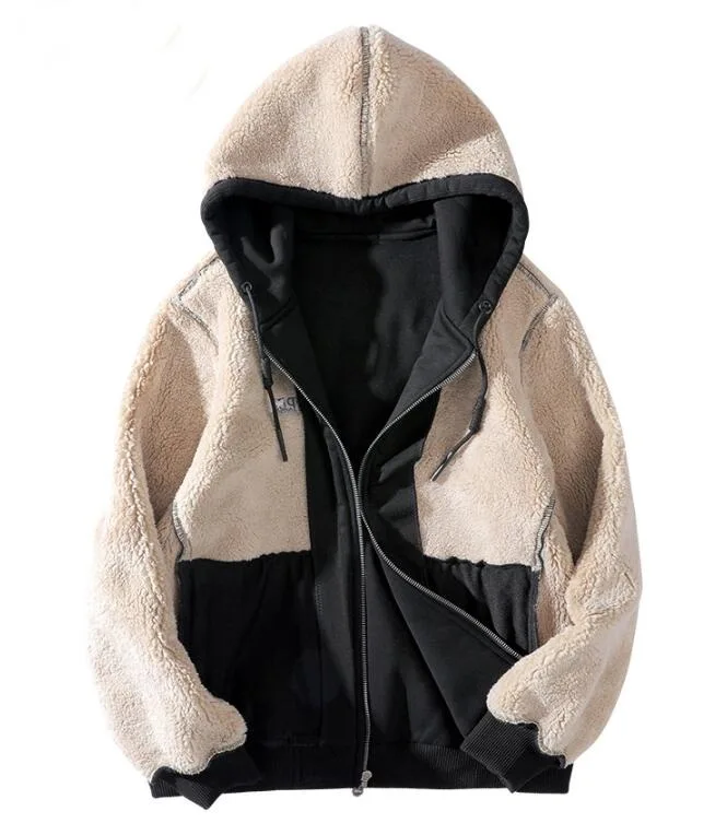 Зимние теплые толстовки из овечьей шерсти мужской уличный флисовый утепленный