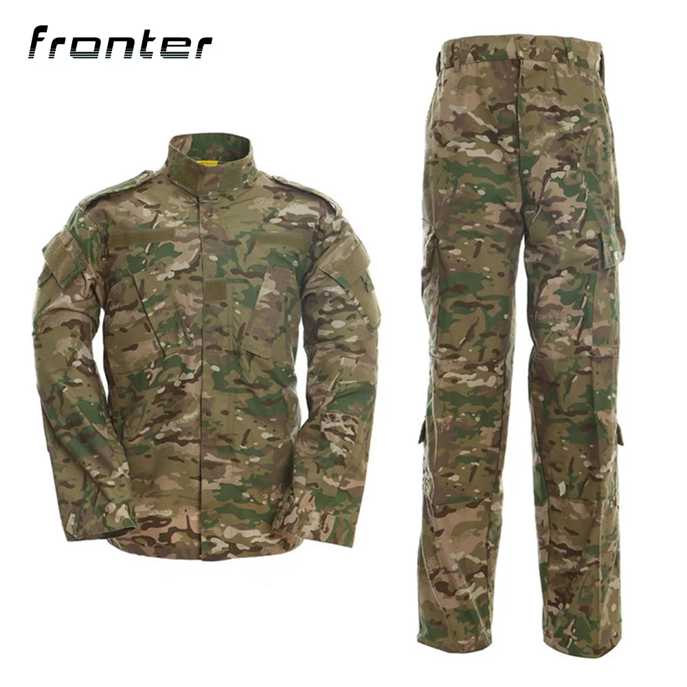 

Men Army Military Uniform CP Twill Tactical Suit ACU Special Forces Combat Coat Pant Set Camouflage Soldier Clothes