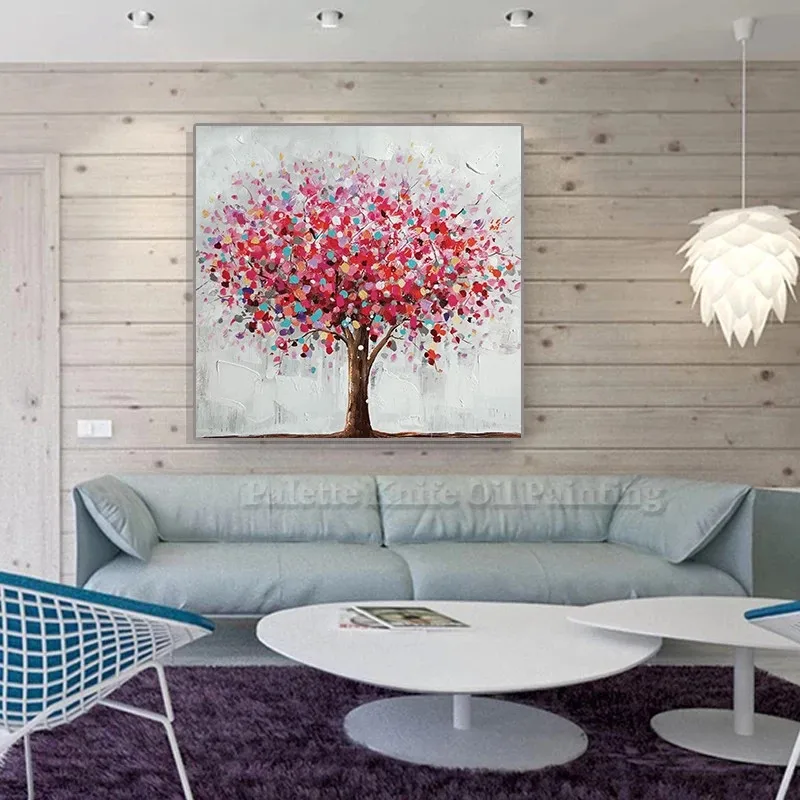 Современная Абстрактная Красочная картина маслом с изображением дерева