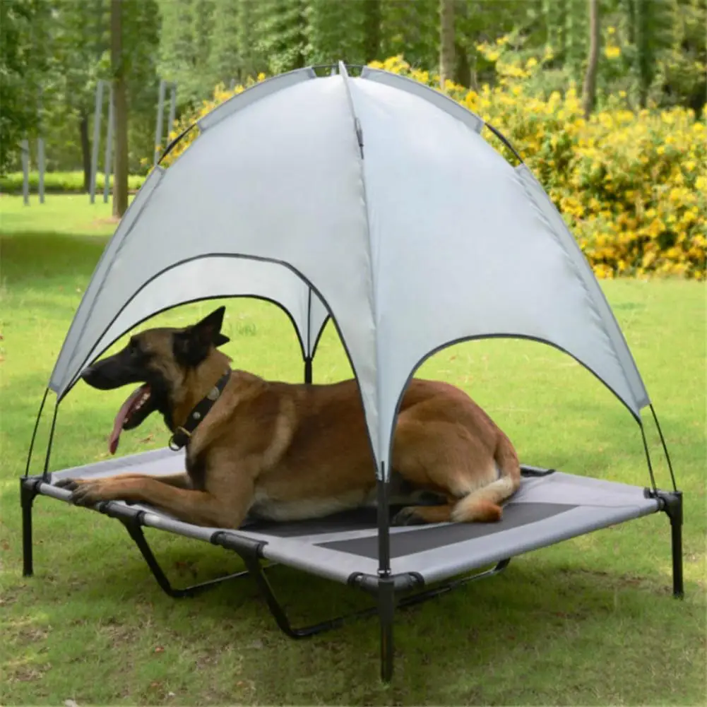 Portable Dog Camp Tent Raised Dog Bed With Sun Canopy Double-layer Camp Tent For Dogs Cats Outdoor Camping