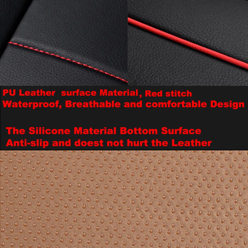 2 шт. (пара) универсальная полноразмерная черная + Красная подушка из ПУ кожи для