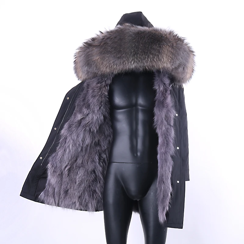 

7xl Real Fur Parka Men Winter Jacket Real Raccoon Fur Hooded Coats Nature Raccoon Dog Lining Jacket Man Real Fur Coat