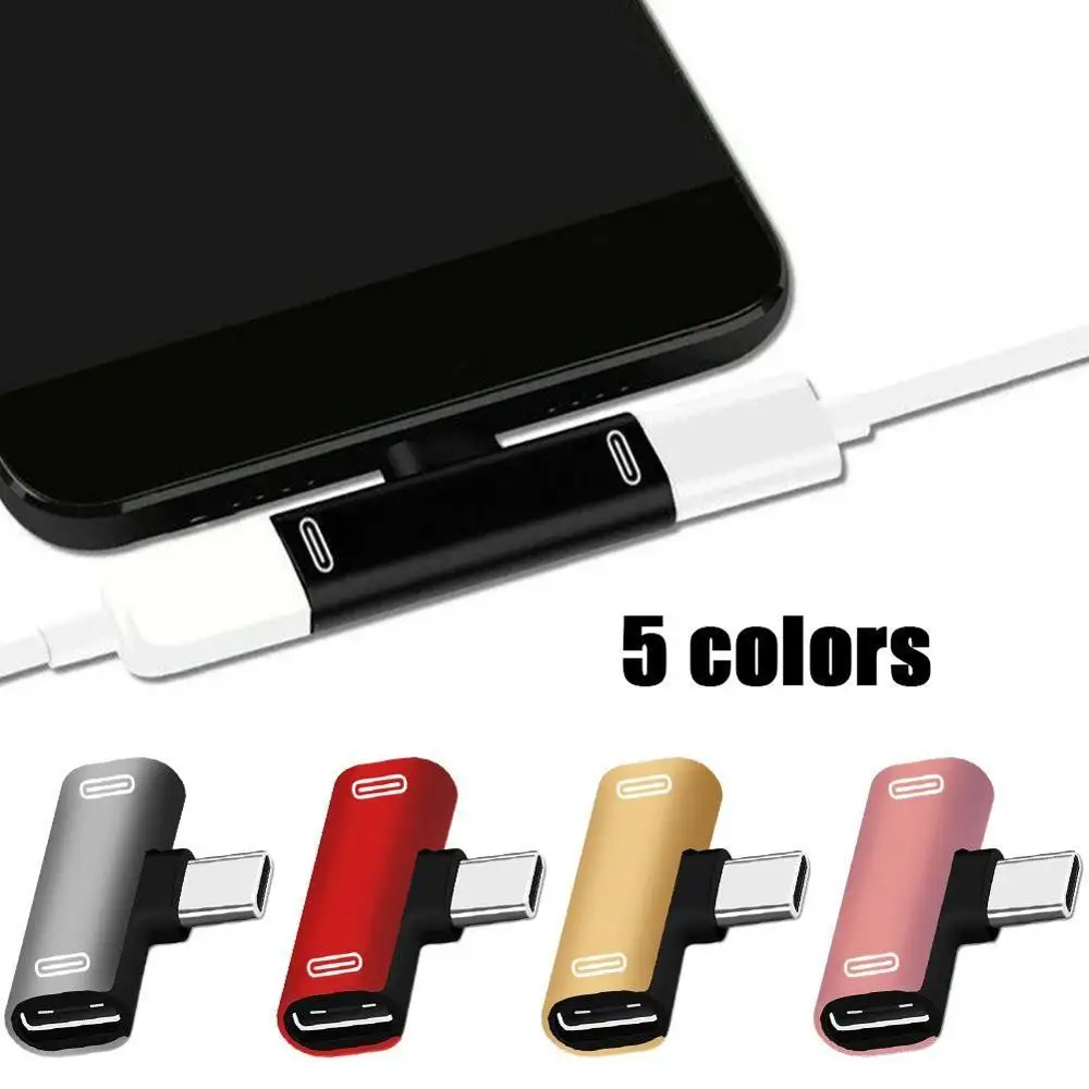 Dual USB C to Type C Adapter USB Type C Charging Earphone Redmi Tablet For Xiaomi 8 Converter Samsung Phone Type-c 9 Huawei X4K5
