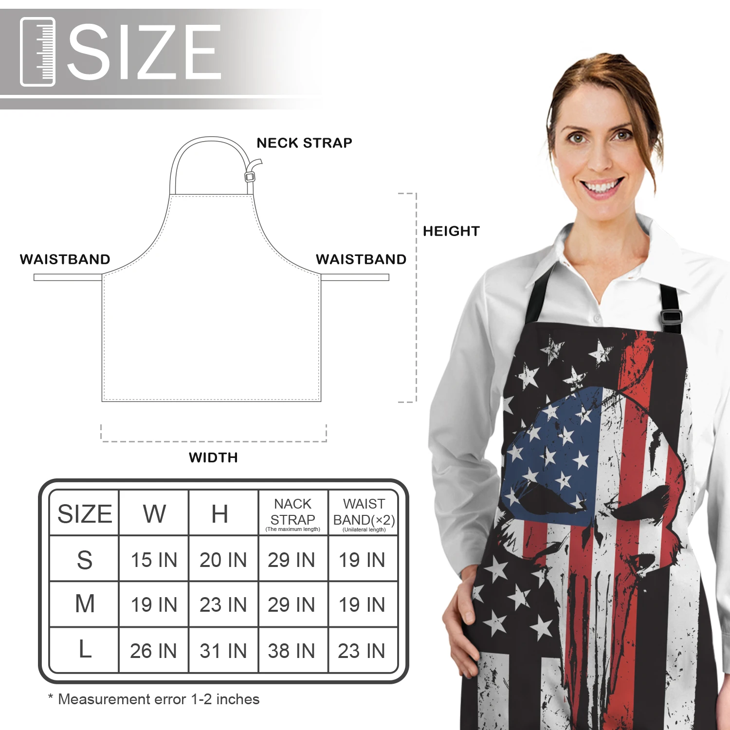 Каратель Череп красная линия американский флаг фартук дизайн Регулируемый Холст