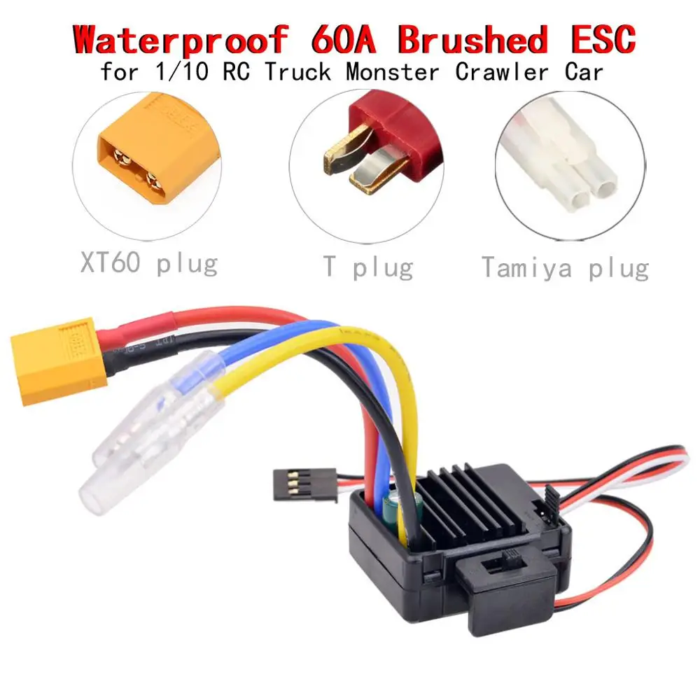 

WP-1060-RTR 1060 60A Brushed Electronic Speed Controller ESC for 1/10 RC RC Car Truck 540 550 Brushed Motor
