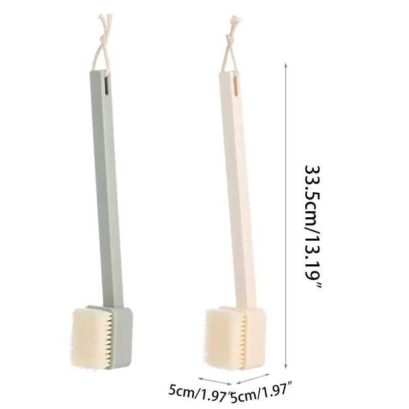 

Detachable Rectangle Nylon Bristles Back Scrubber Bath Shower Brush with Long Handle Exfoliating Dead Skin Body Massage Cleaning