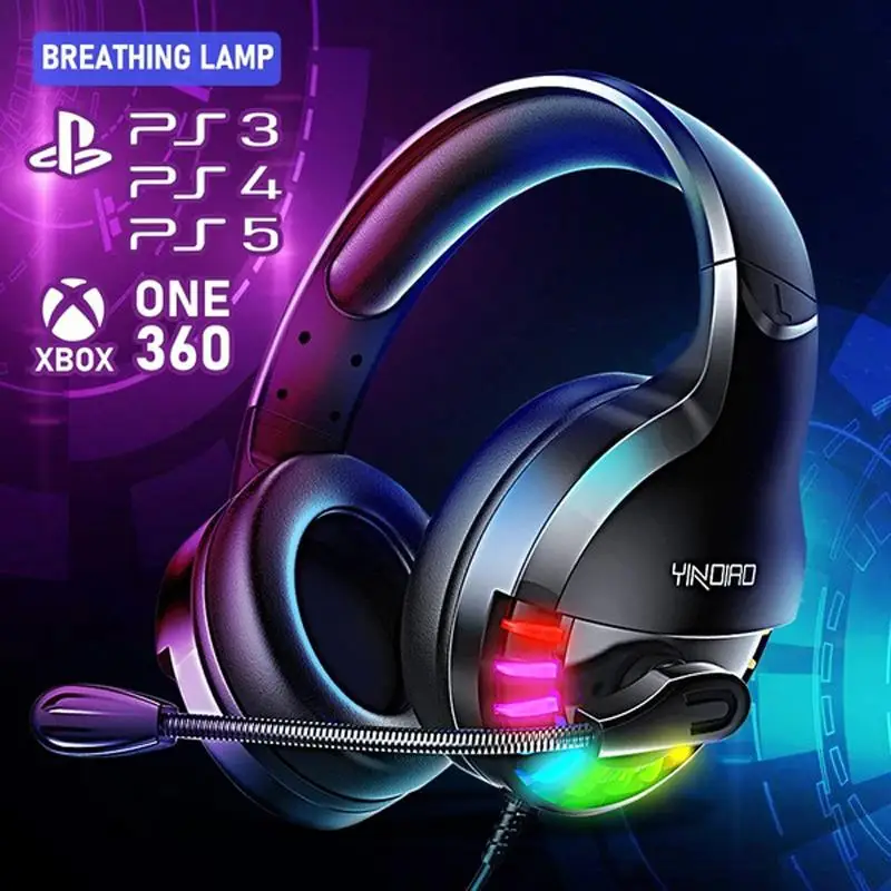 

Wired Gaming Headset HiFi Pro Stereo LED Gamer Headphone Bass Surround Headphones with Noise Cancelling Mic