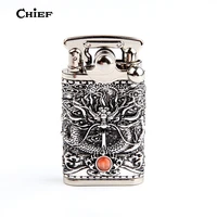 chief brass emboss dragon encendedores creativos inflatable kerosene lighter smoking accessories without gift box