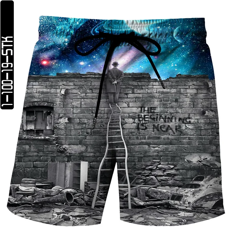 

2021 new summer 3D digital printing shorts high-quality beach pants landscape elements popular new trends hip-hop style printing