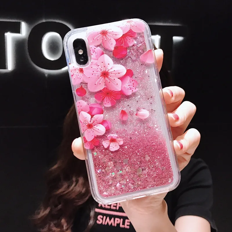 Чехол для телефона Gimfun с розовым цветком и зыбучим песком Iphone 11 Pro Max Xs Xr 6s 7 8plus